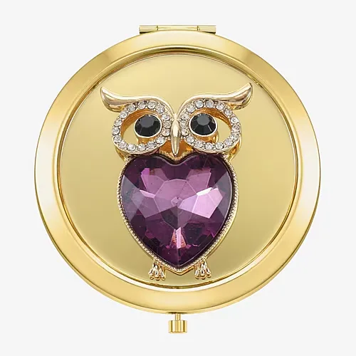 Monet Jewelry Owl Gold Tone Compact Mirror, One Size, Purple