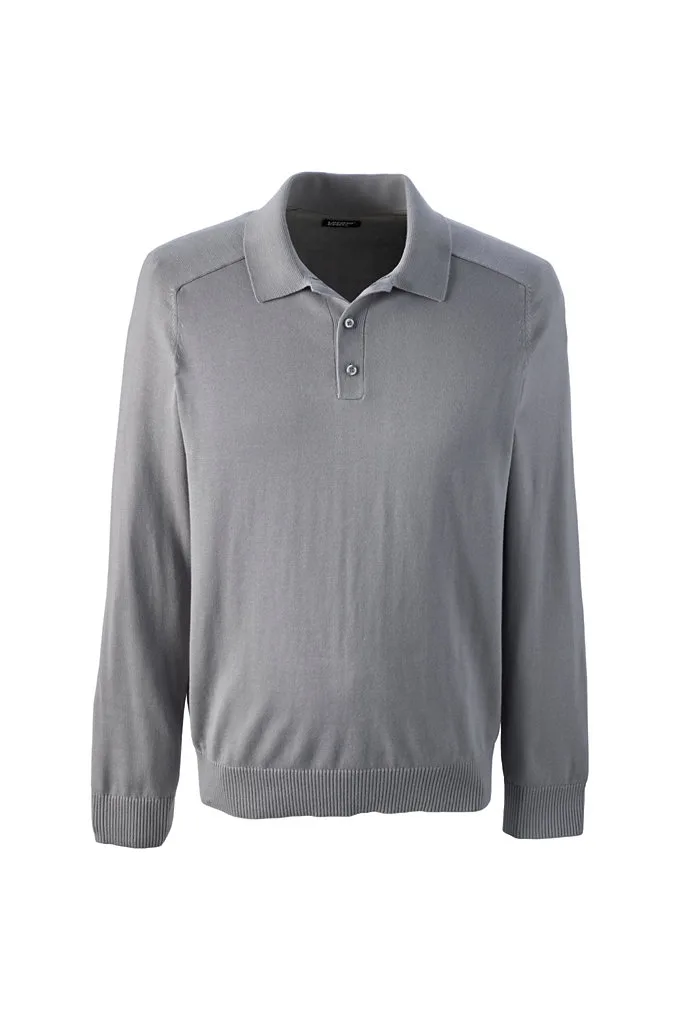 Unisex Big Polo Sweater - Lands' End - Gray - 3XL