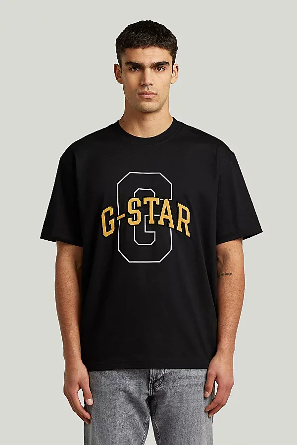 G-Star Applique Relaxed T-shirt Top in Black, Men's at Urban Outfitters