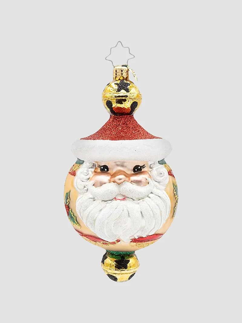 Christopher Radko Whimsical Santa Holly Jingle Joy Glass Ornament
