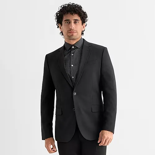 J. Ferrar Ultra Comfort Mens Stretch Fabric Slim Fit Suit Jacket, 40 Short, Black
