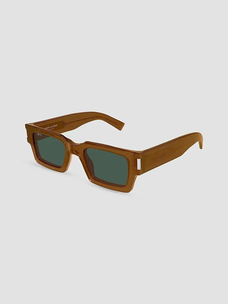 Saint Laurent Men's Wirecore 50MM Square Sunglasses - Brown Green