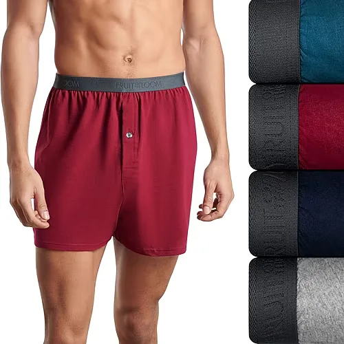 Fruit of the Loom Premium Cotton Knit Mens 4 Pack Boxers Jc4p722, Large, Multiple Colors