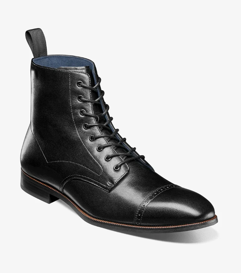 Stacy Adams Shoes Henry Cap Toe Lace Up Boot Black Size 7