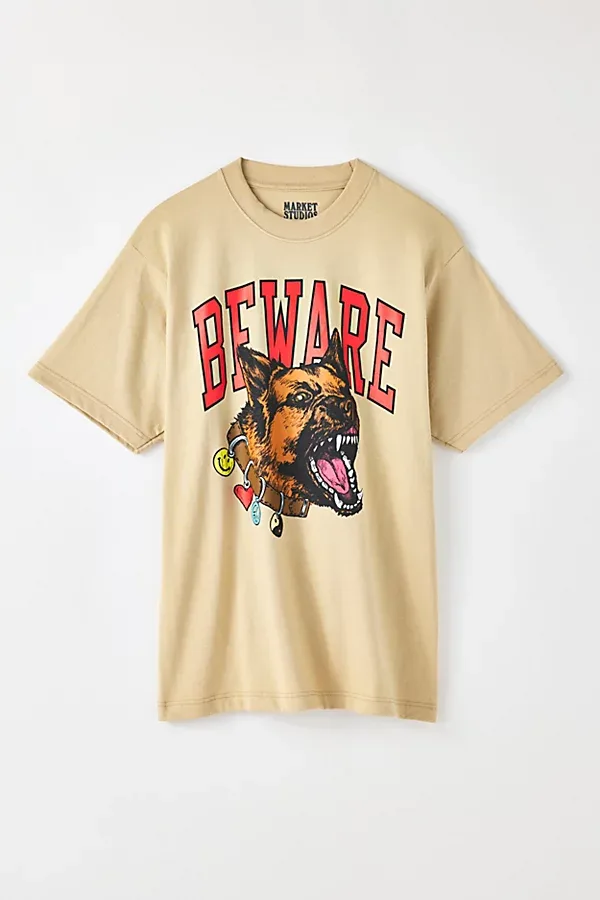 Market Studios Beware Graphic Tee in Natural, Men's at Urban Outfitters