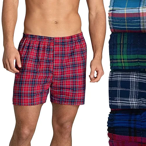 Fruit of the Loom Premium Cotton Mens 4 Pack Boxers Jc4p591, Small, Tartan Plaid