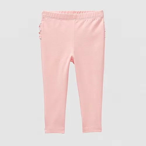 Okie Dokie Baby Girls Full Length Ruffle Back Leggings, Newborn, Pink