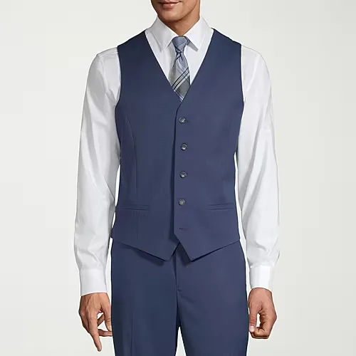 J. Ferrar Mens Slim Fit Suit Vest, Xx-large, Blue