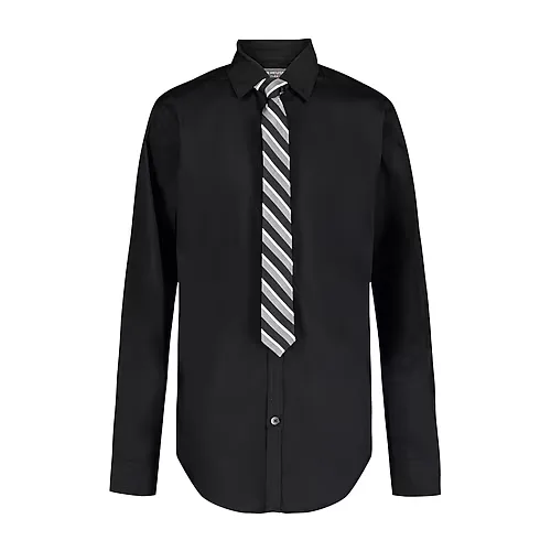 Van Heusen Little & Big Kid Boys Long Sleeve Point Collar Shirt + Tie Set, 14-16 Husky, Black