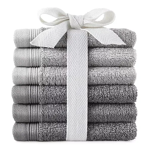 Home Expressions 6pc Washcloth Set, One Size, Gray