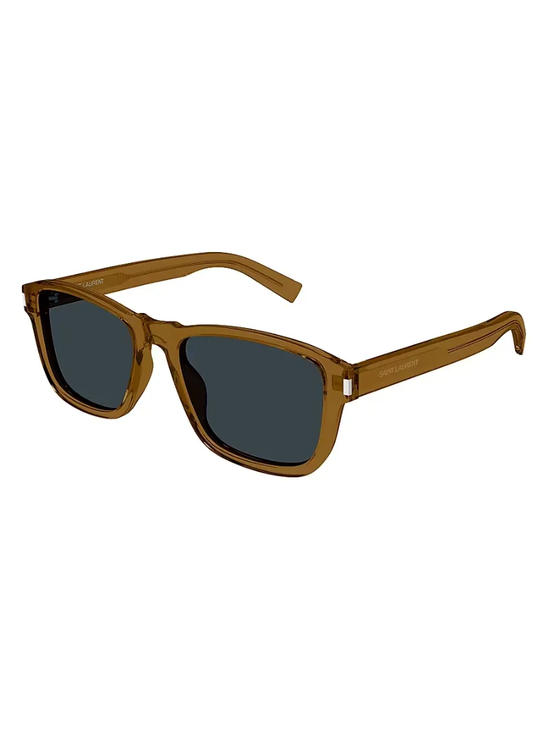 Saint Laurent Men's Mid Naked 54MM Squared Sunglasses - Blue Transparent Brown