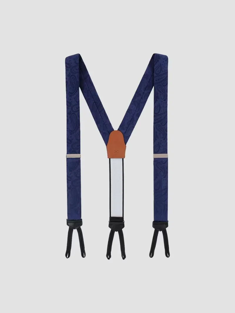 Men Banbury Paisley Silk Suspenders - Navy