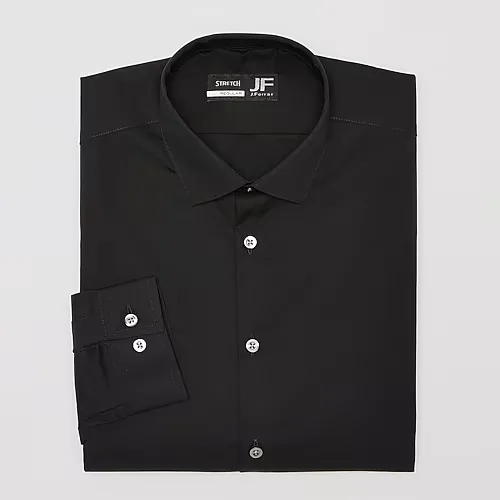 J. Ferrar Ultra Comfort Mens Regular Fit Stretch Fabric Wrinkle Free Long Sleeve Dress Shirt, 15-15.5 34-35, Black