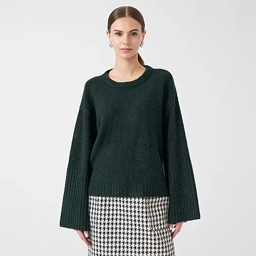 RM Rebecca Minkoff Womens Crew Neck Long Sleeve Pullover Sweater, X-large, Brown