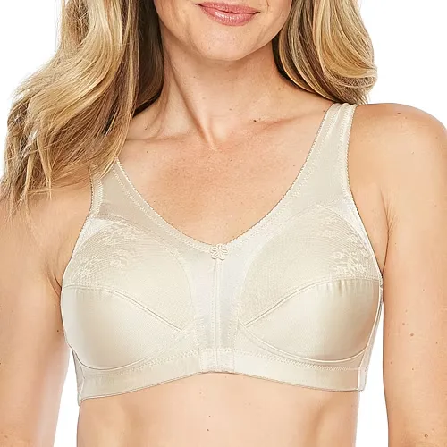 Underscore Fashion Plus Comfort Lace Trim Unlined Wireless Full Coverage Bra, B, Beige