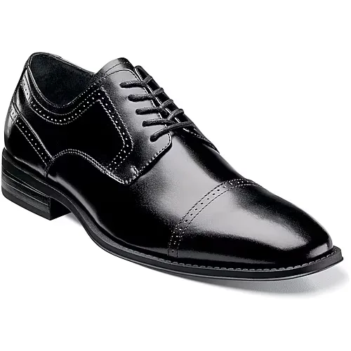 Stacy Adams Waltham Mens Leather Cap Toe Lace Oxford Dress Shoes, 13 Medium, Black