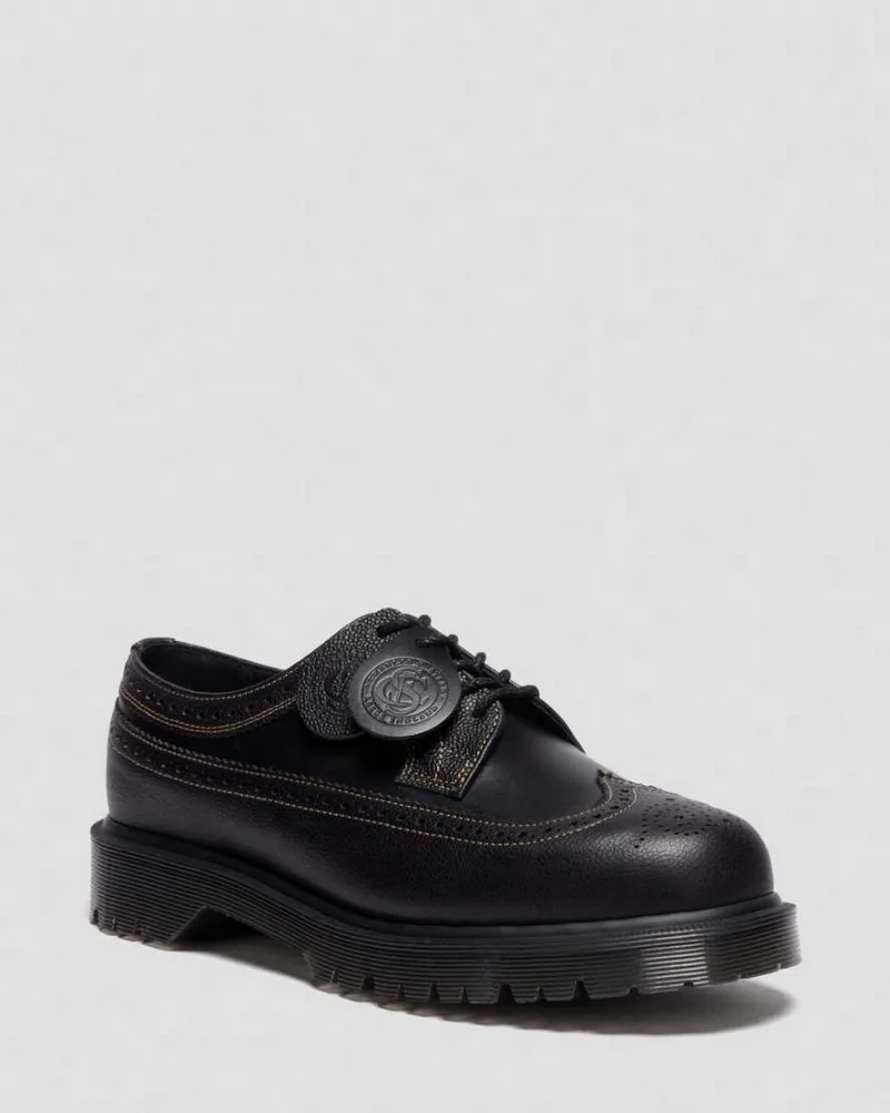Dr. Martens, 3989 Dual Leather Brogue Shoes in Black, Women's Size 5