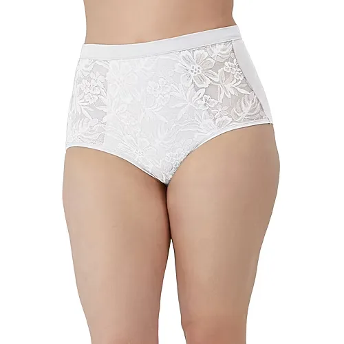 Bali Breathe Cotton Modal Lace High Rise Brief DFCLBF, Xx-large, White