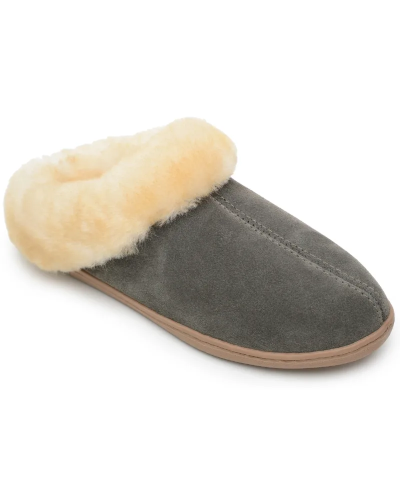 Minnetonka Women's Sheepskin Mule Slippers - Grey