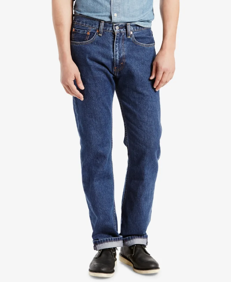 Levi's Men's 505 Regular Fit Non-Stretch Jeans - Dark Stonewash