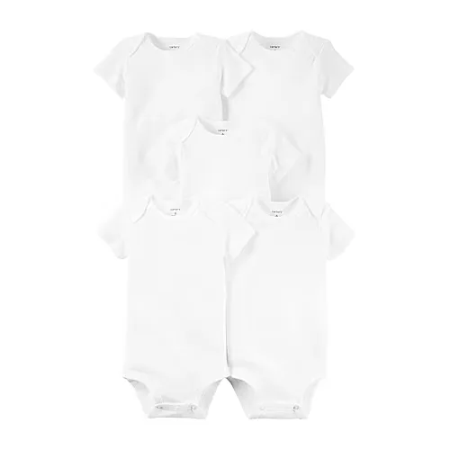 Carter's Baby Unisex Crew Neck Short Sleeve 5-pc. Bodysuit, 3 Months, White