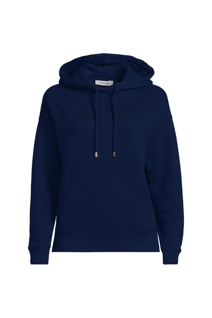 Women's Serious Sweats Hooded Sweatshirt - Lands' End - Blue - L