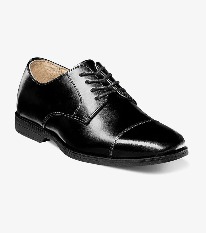 Florsheim Shoes Reveal Jr. Boys Cap Toe Oxford Black Size 3.5 Big Kid