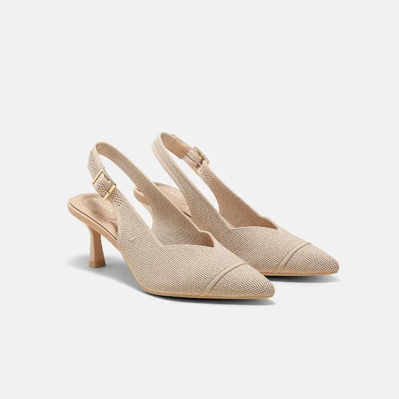 VIVAIA Pointed-Toe Slingback Heels (Addison)|ALMOND|US 7.5