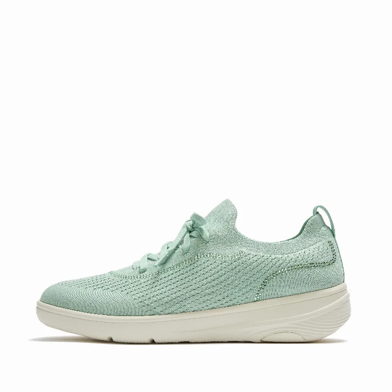 SUPER-Q Crystal-Trim Knit Slip-On Laced Sneakers