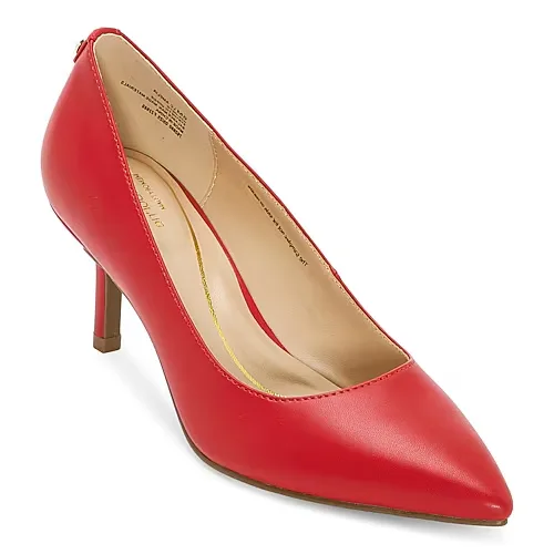 Liz Claiborne Amelia Womens Pointed Closed Toe Kitten Heel Pumps, 6 Wide, Red
