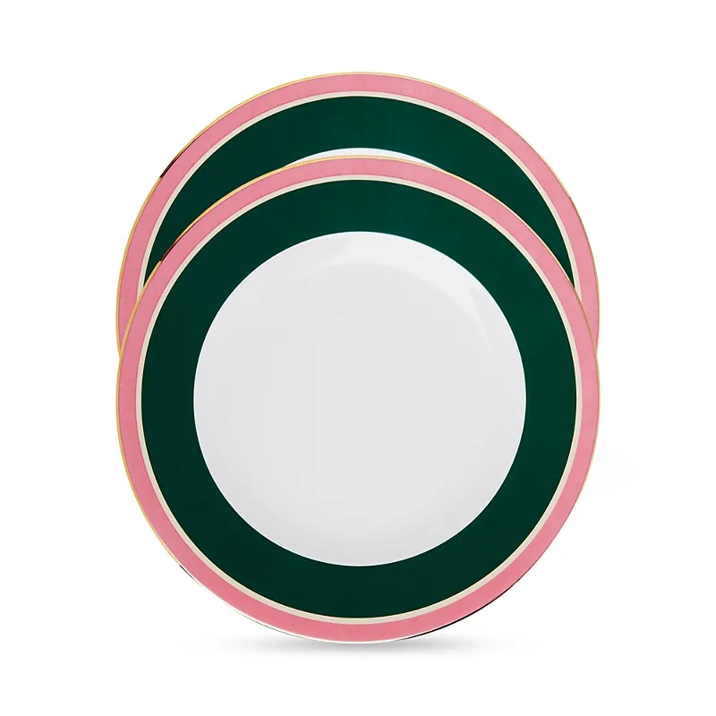 La DoubleJ Painted Trim Dinner Plates, Set of 2