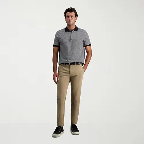 Haggar Sport Travel Performance Mens Comfort Waistband Straight Fit Flat Front Pant, 40 32, Beige