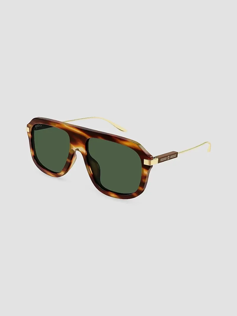 Men's Back To Web Pilot Recycled Acetate & Metal Sunglasses - Havana