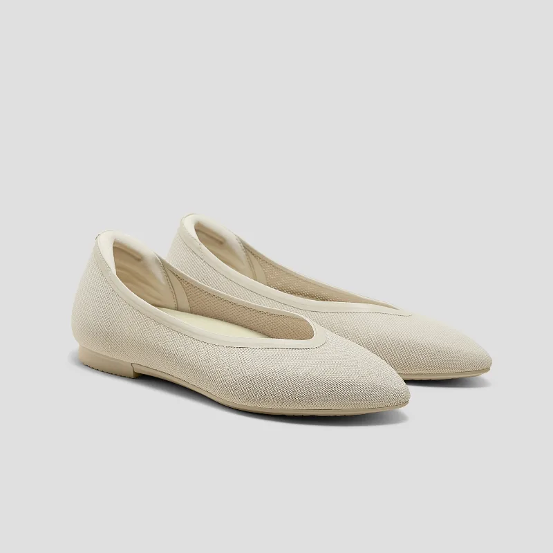 VIVAIA Pointed-Toe Dual-Cushion City Flats (Ecostitch™️ Flat Pro)|BEIGE|US 9.5