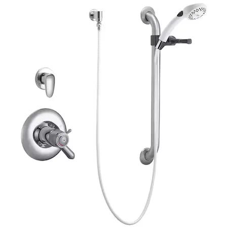 Commercial T17Th Universal Dual Shower Trim Diverter Hand Shower And Grab Bar In Chrome