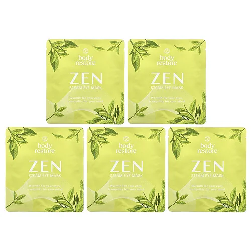Body Restore, Steam Eye Mask, Green Tea, 5 Pack