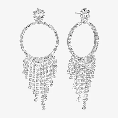 Monet Jewelry Womens Glass Round Hypoallergenic Drop Earrings, One Size, Silver