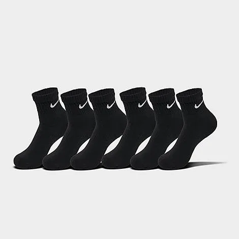 Nike Everyday Cushioned Training Ankle Socks (6-Pack) in Black/White Size: Large