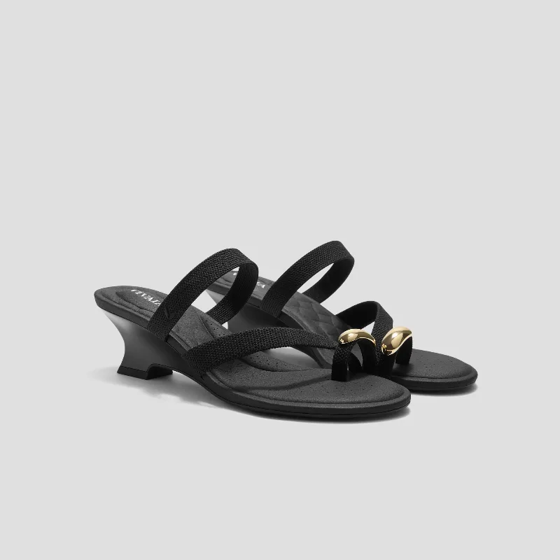 VIVAIA Round-Toe Toe Ring Sandals (Eden)|BLACK|US 6.5