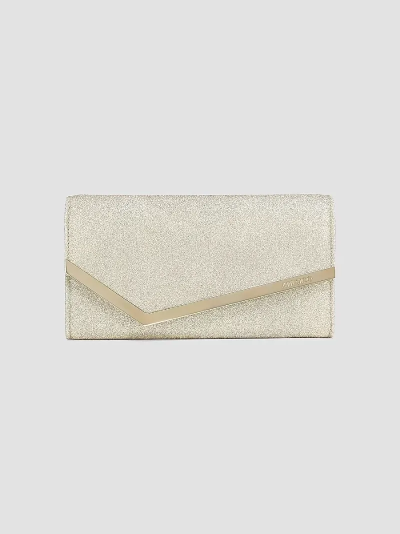 Women's Emmie Glitter Leather Clutch - Platinum
