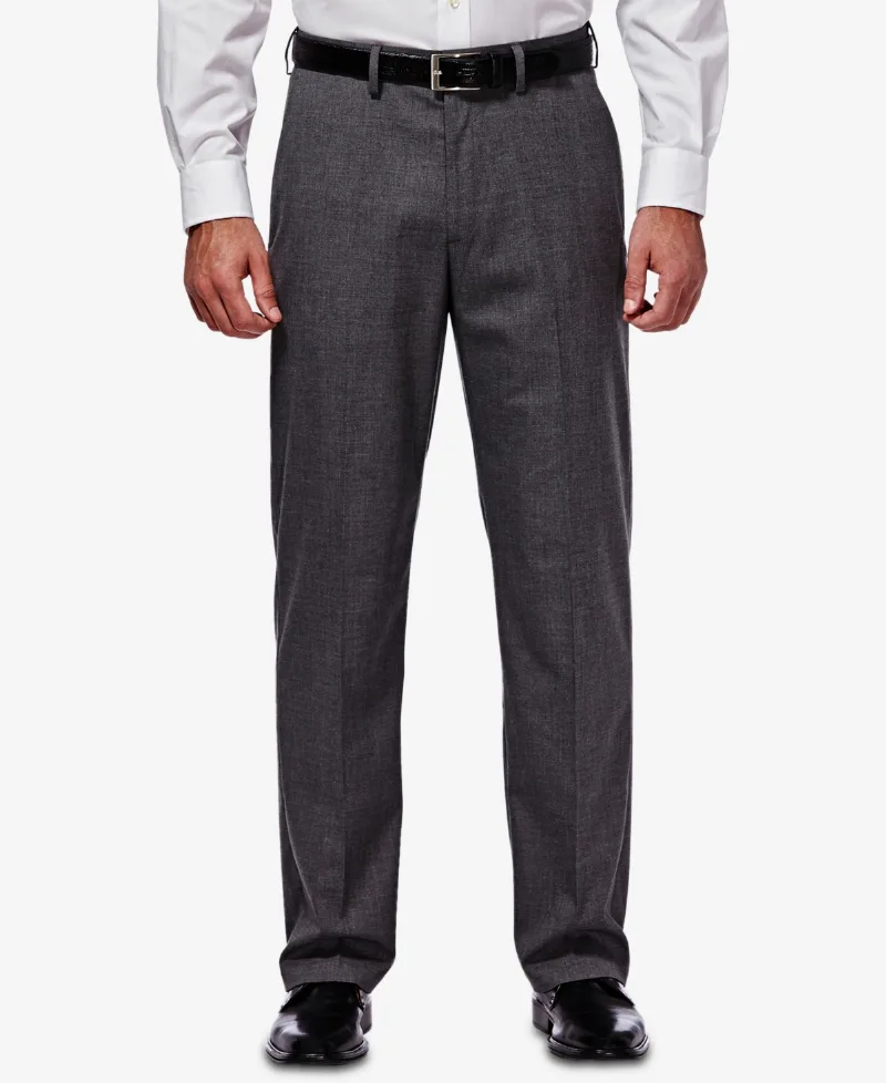 Jmh Men Premium Stretch Classic Fit Flat Front Suit Pant - Dark Gray