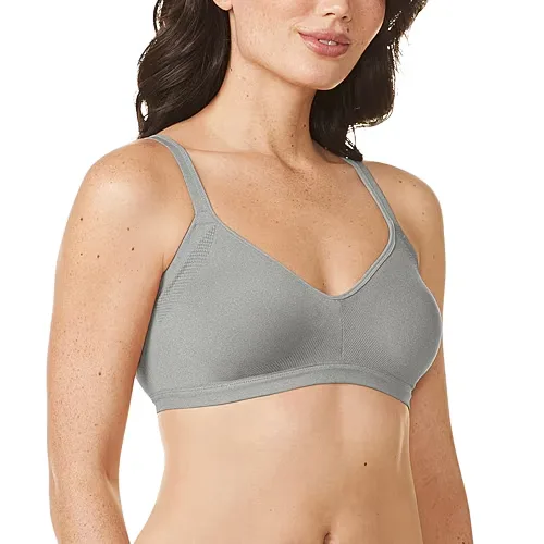 Warners Easy Does It Underarm-Smoothing with Seamless Stretch Wireless Lightly Lined Comfort Bra RM3911A, Small, Gray