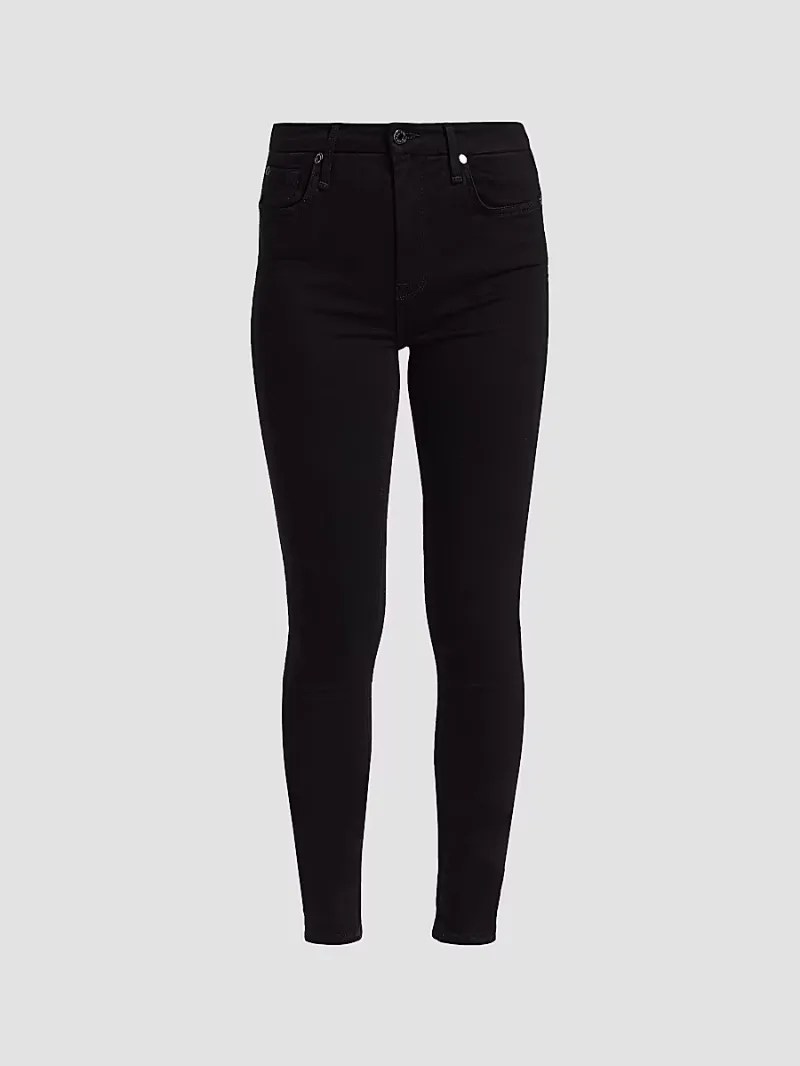 7 For All Mankind Women's The High-Rise Skinny Slim Illusion Jeans - Black Rinse - Size 27