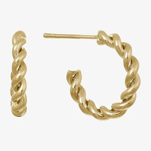 Silver Reflections Womens 14K Gold Over Brass 16mm Hoop Earrings, One Size