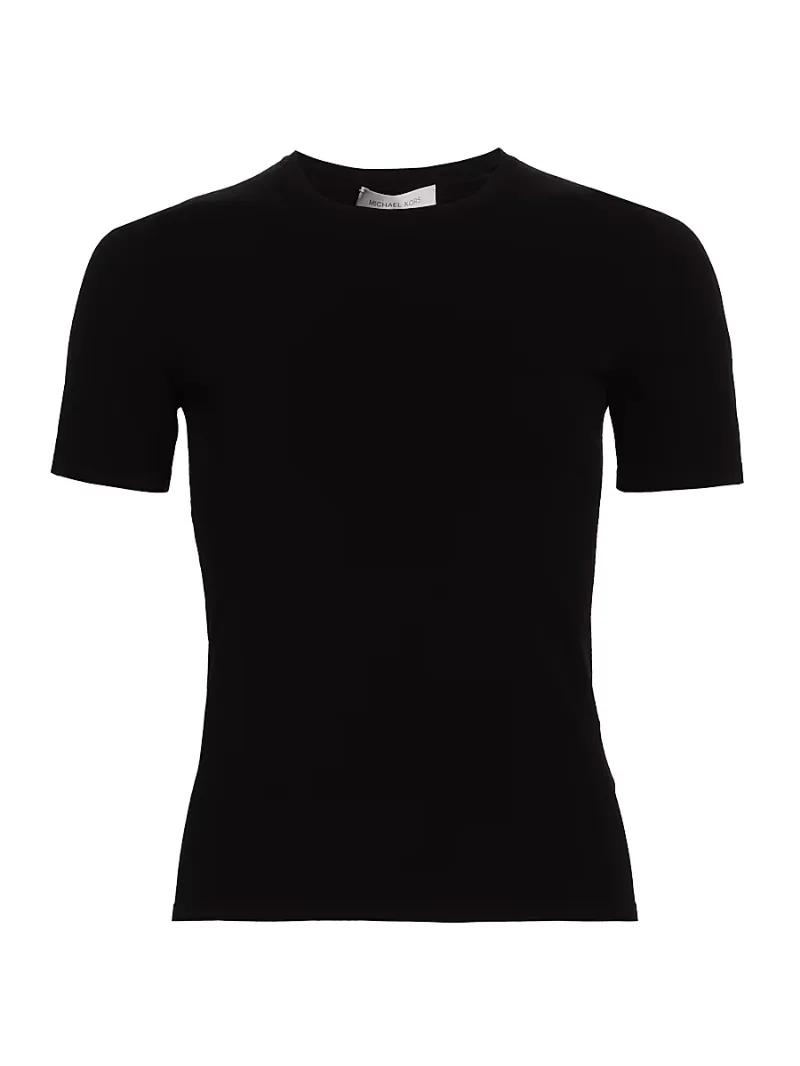 Michael Kors Collection Women's Short-Sleeve Crewneck T-Shirt - Black - Size XS