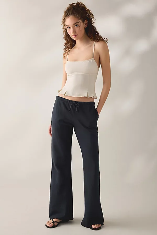 Out From Under Essential Slouch Bootcut Sweatpants in Black, Women's at Urban Outfitters