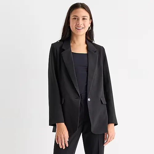 by&by Womens Juniors Regular Fit Blazer, Small, Black