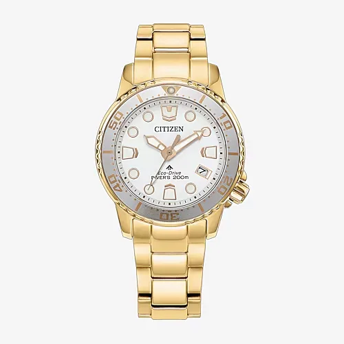 Citizen Dive 4 Womens Gold Tone Stainless Steel Bracelet Watch Eo2029-54a, One Size, Yellow