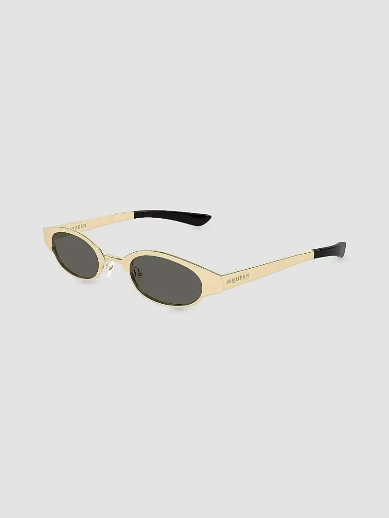 McQueen Men's Ellipse 48MM Oval Sunglasses - Gold Black