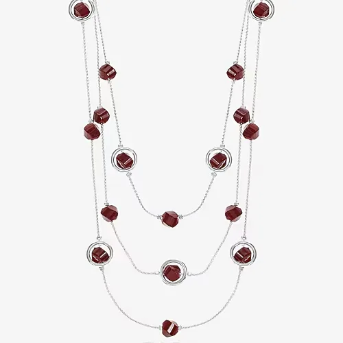 Mixit Womens 21 Inch Illusion Necklace, One Size, Red